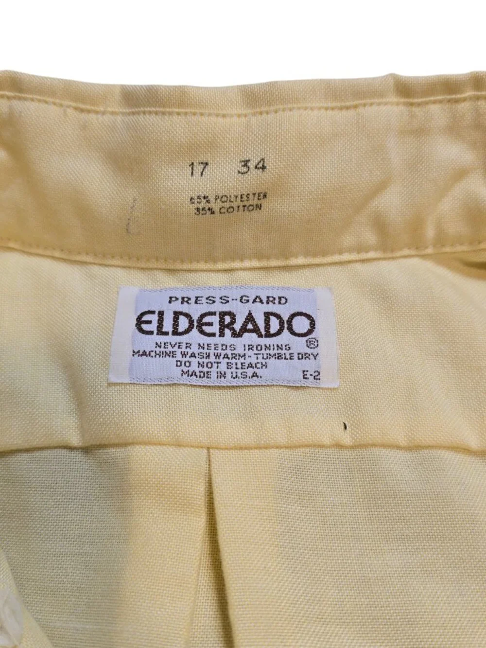 Vintage 1960’s Men’s Elderado Long Sleeve Yellow Button Down XXL